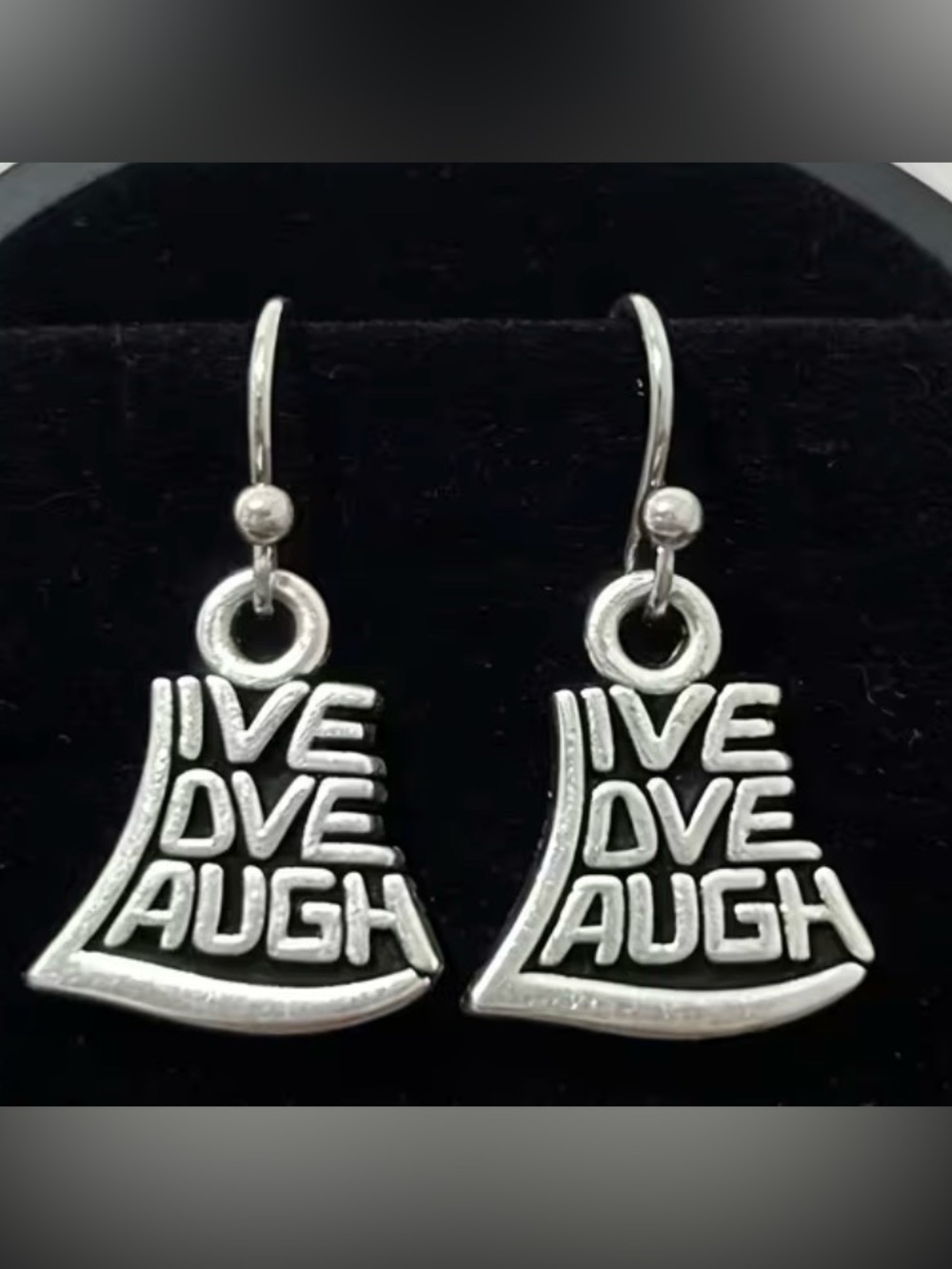 Live Love Laugh Silver Tone Dangle Earrings